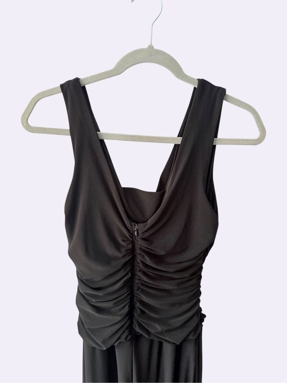 R&M Richards Black Cowl Neck Ruched Wide Leg Jumpsuit Size 8 Made in USA Evening - Picture 4 of 8